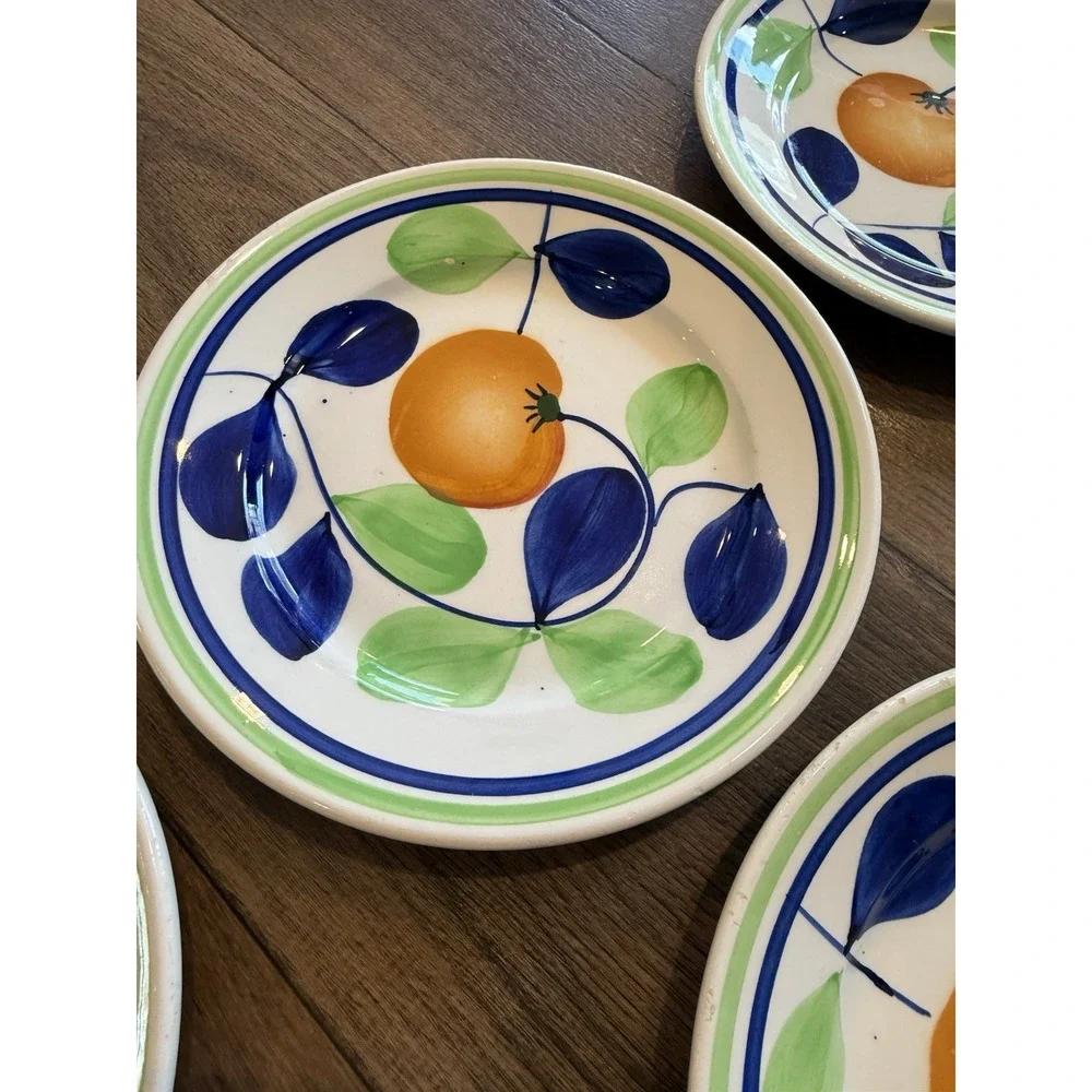 Vtg 8 Richard Ginori Italy Orange Fruit Plates 8.5